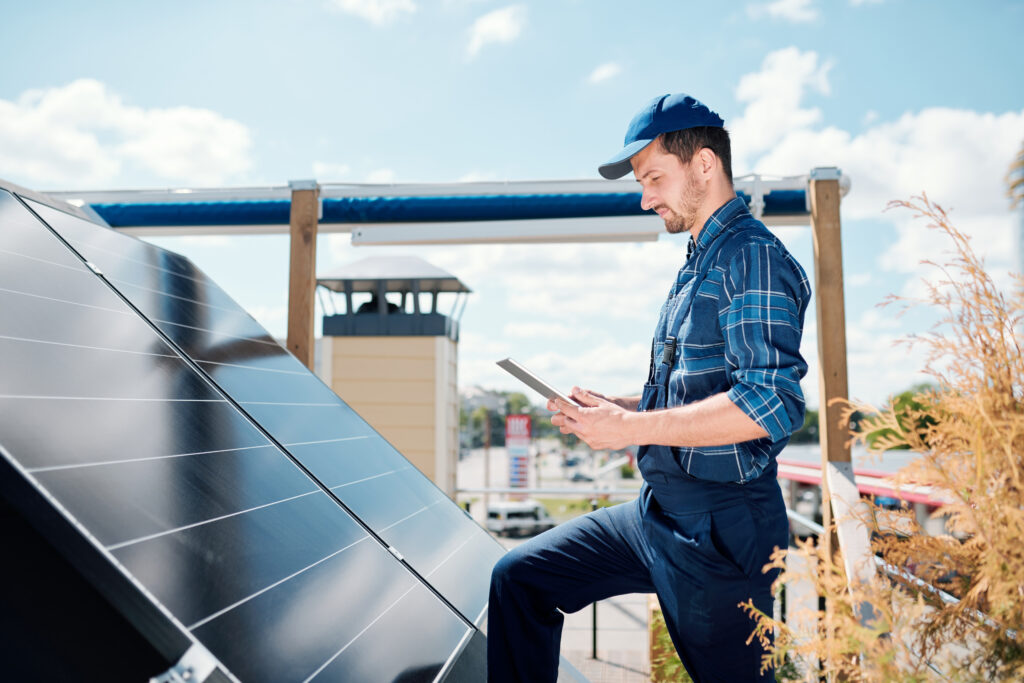 Man searching for solar information