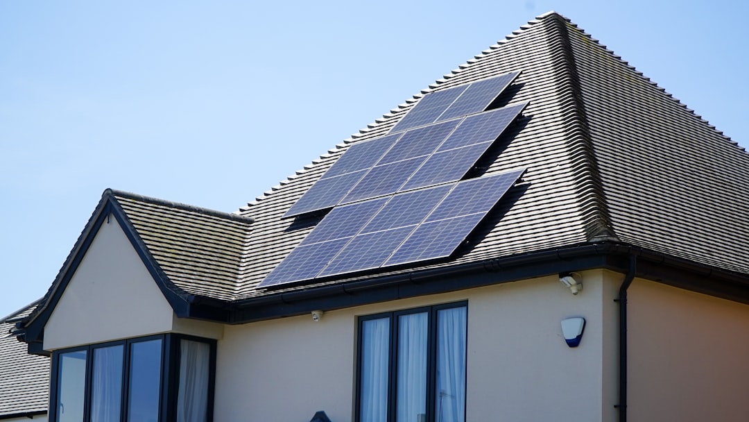 Rooftop solar panels on a modern home